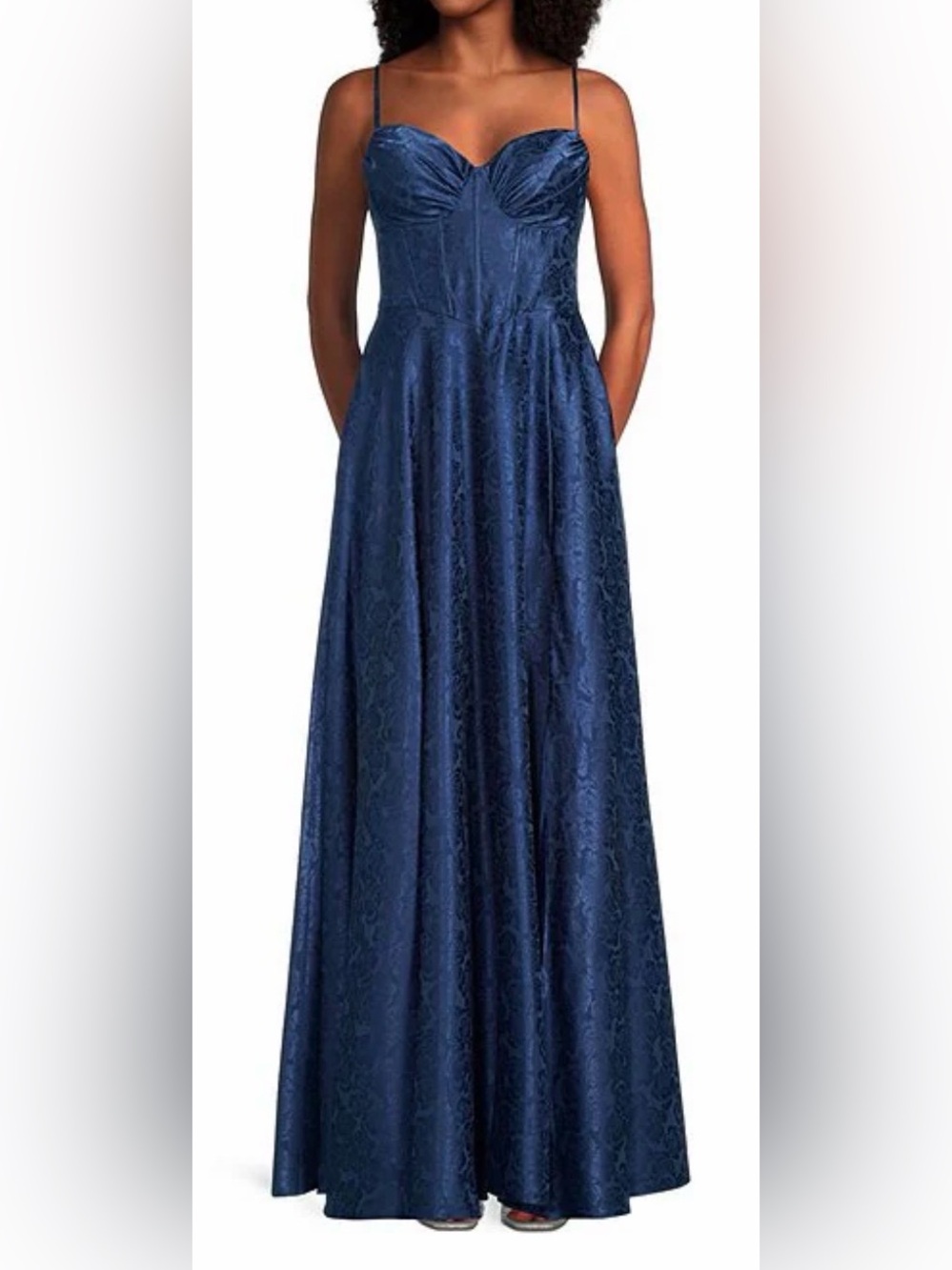 B Darlin Royal Blue Spaghetti Strap Prom Gown